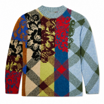 Red Crew Neck Sweater with Pattern
