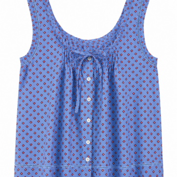 Blue Henley Neck Short Sleeve Top