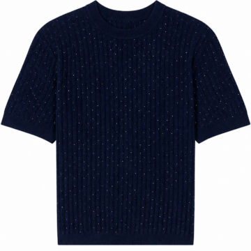 Navy Blue Turtleneck Chunky Knit Sweater