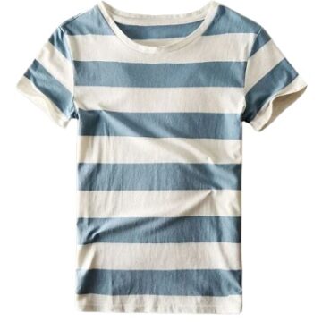 Navy Blue Round Neck Short-Sleeve Cotton T-Shirt